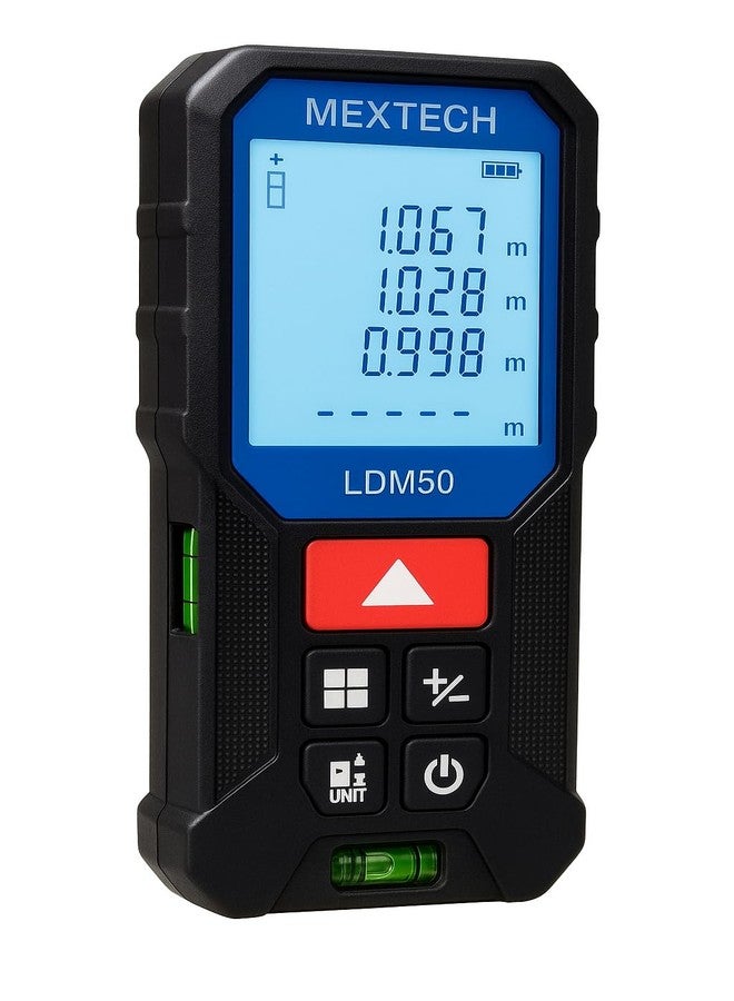 Mextech LDM50 Laser Distance Meter 50m Digital Measuring Tool, ±2mm Accuracy, Area & Volume Measurement, Min/Max Tracking, Pythagoras Function, 1 Year Warranty - Image 2
